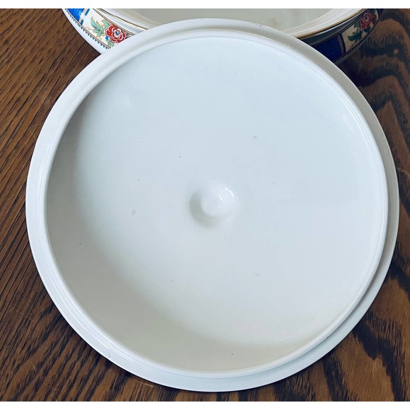 Allertons Ltd. Covered Casserole, English  Bone China, ALL5, Blue Band, Floral - Picture 8 of 10